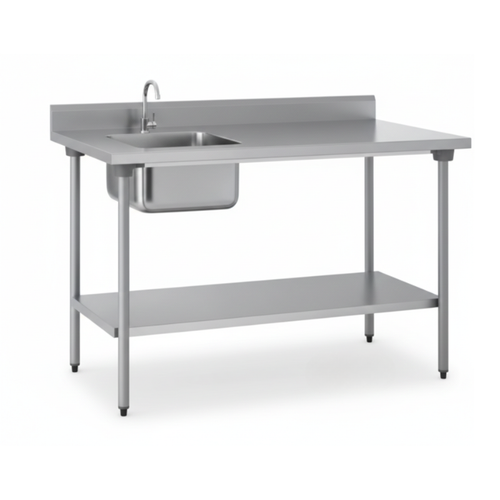 TABLE DU CHEF ADOSSÉE AVEC ÉTAGÈRE